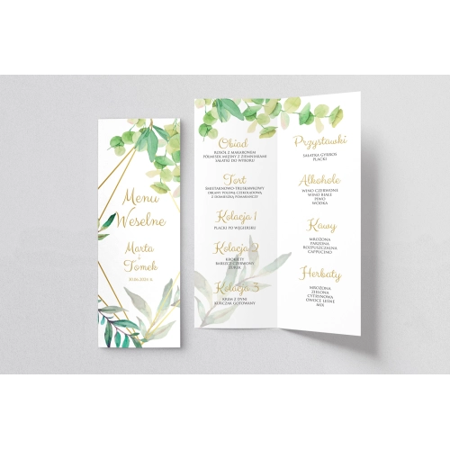 Menu Weselne Liście - Motyw 4