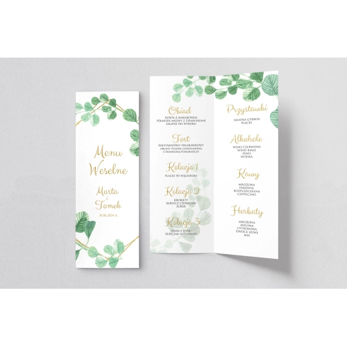 Menu Weselne Liście - Motyw 5