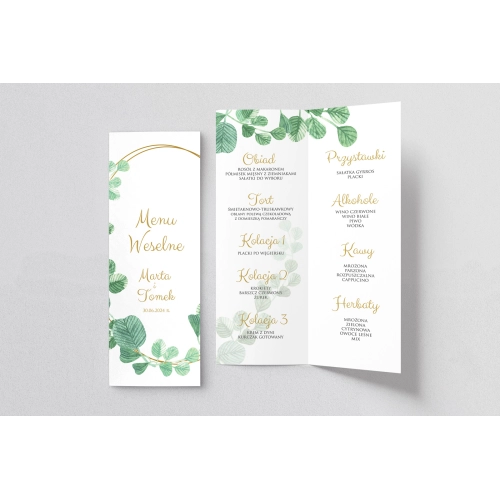 Menu Weselne Liście - Motyw 6