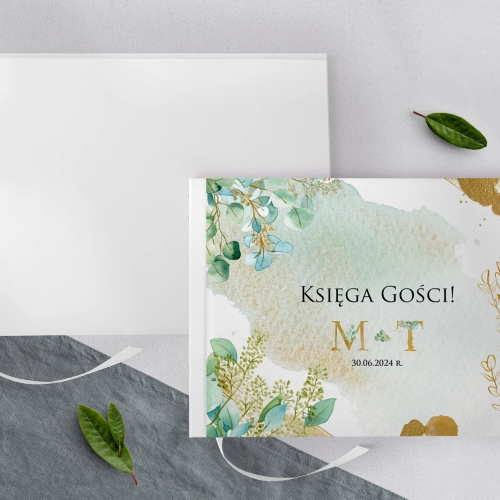Księga Gości Weselnych Golden Green Motyw 3