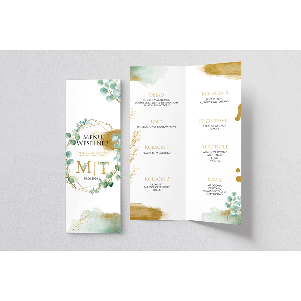 Menu Weselne Golden Green - Motyw 2