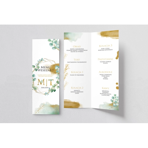 Menu Weselne Golden Green - Motyw 2