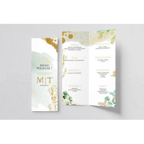 Menu Weselne Golden Green - Motyw 3