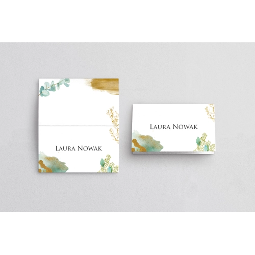 Winietki ślubne składane Golden Green - Motyw 1