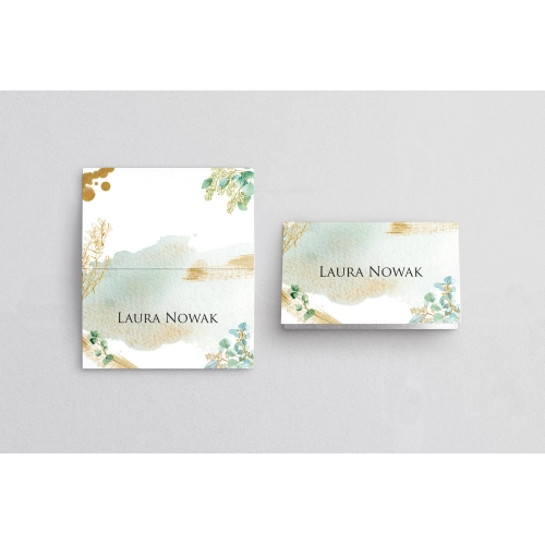 Winietki ślubne składane Golden Green - Motyw 3