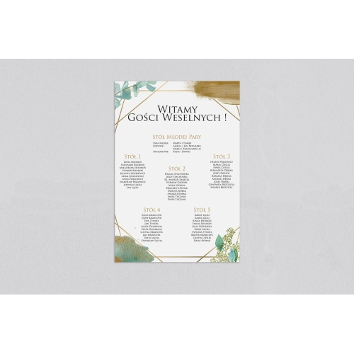 Plan stołów weselnych Golden Green - Motyw 1
