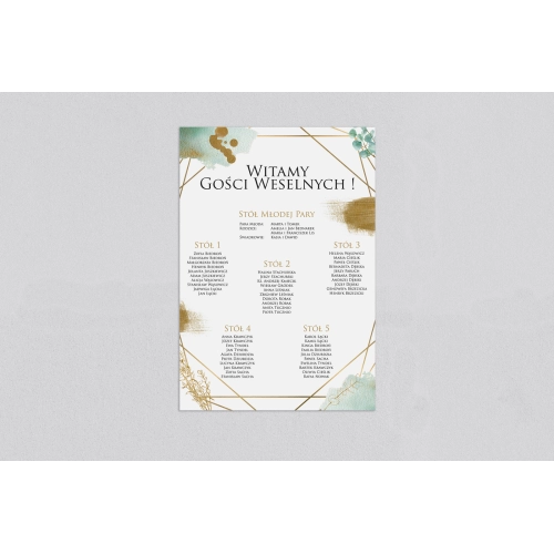 Plan stołów weselnych Golden Green - Motyw 2