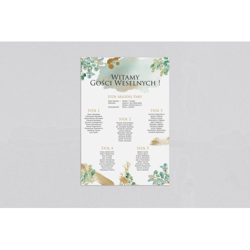 Plan stołów weselnych Golden Green - Motyw 3