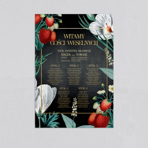 Plan stołów weselnych Amore - Złota Ramka - Motyw 3