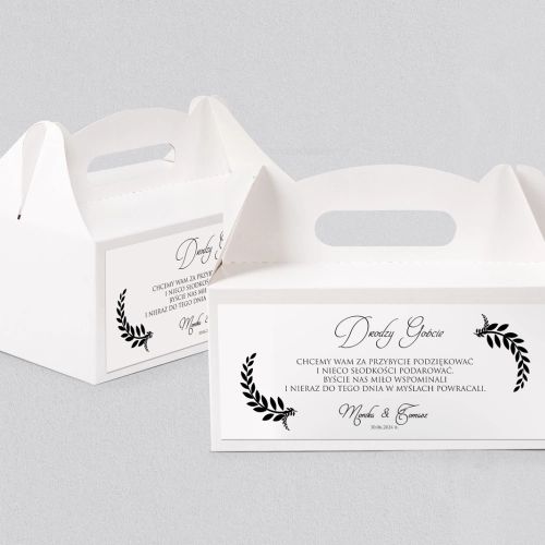 Pudełko na ciasto weselne Biały Czas - Motyw 3