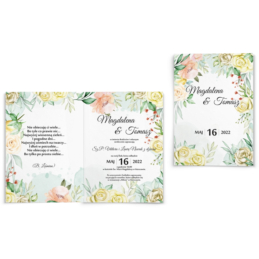 Zaproszenia ślubne Amelia - Składane Motyw 1