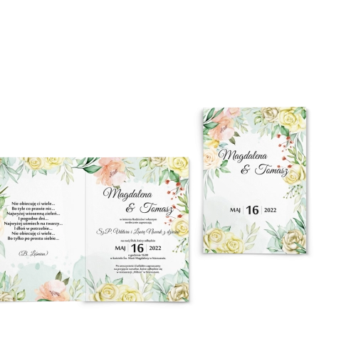 Zaproszenia ślubne Amelia - Składane Motyw 1