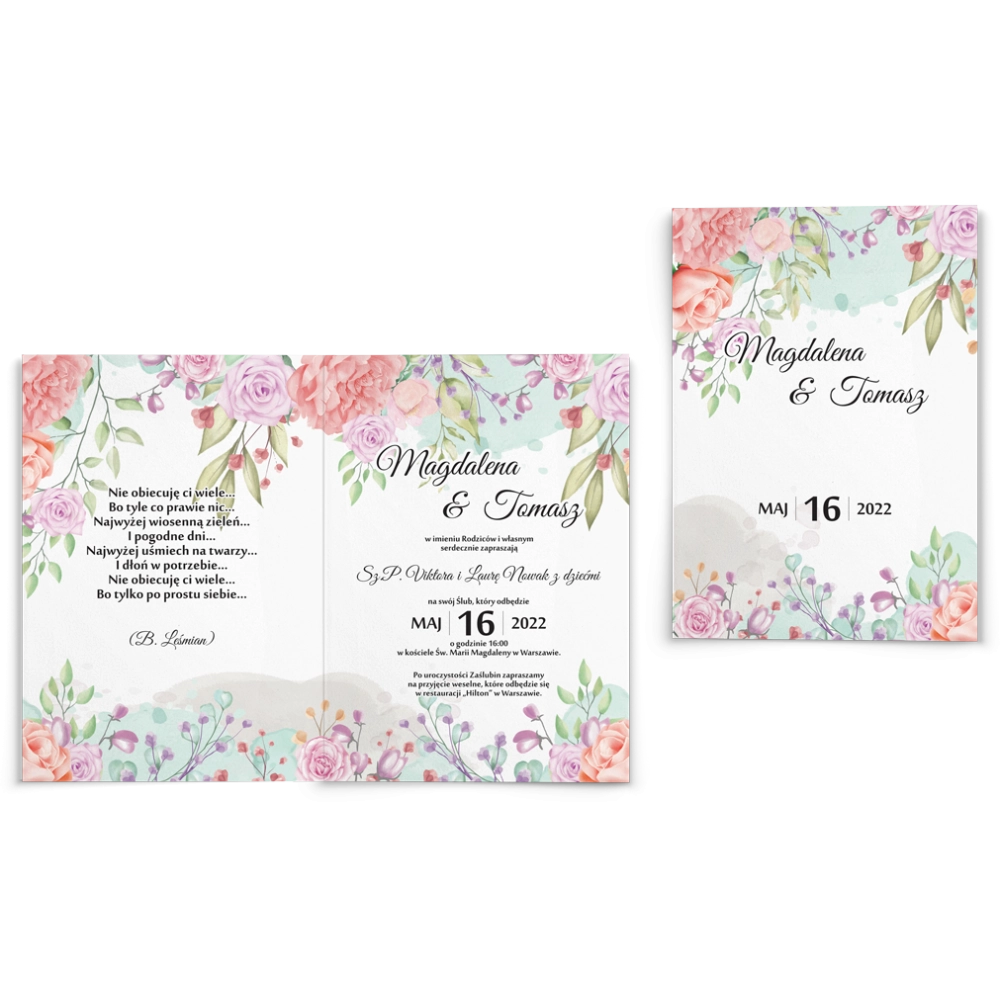Zaproszenia ślubne Amelia - Składane Motyw 2