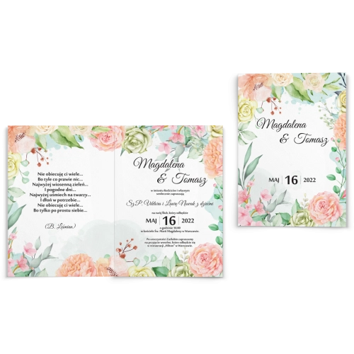 Zaproszenia ślubne Amelia - Składane Motyw 3