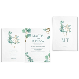 Zaproszenia ślubne Eukaliptus - Składane Motyw 1