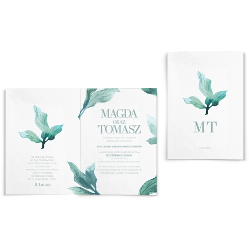 Zaproszenia ślubne Eukaliptus - Składane Motyw 3