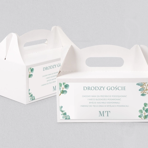 Pudełko na ciasto weselne Eukaliptus - Motyw 1