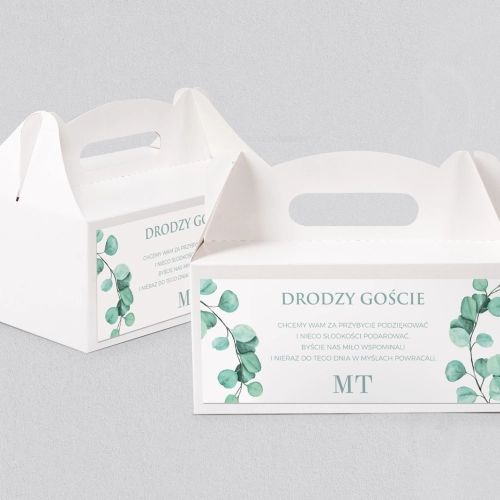 Pudełko na ciasto weselne Eukaliptus - Motyw 2