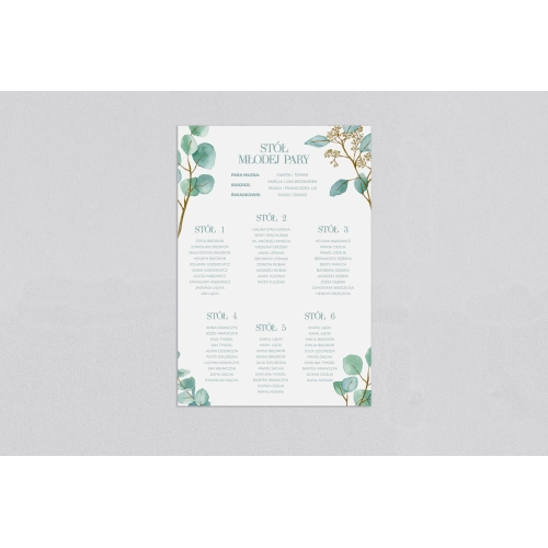 Plan stołów weselnych Eukaliptus - Motyw 1