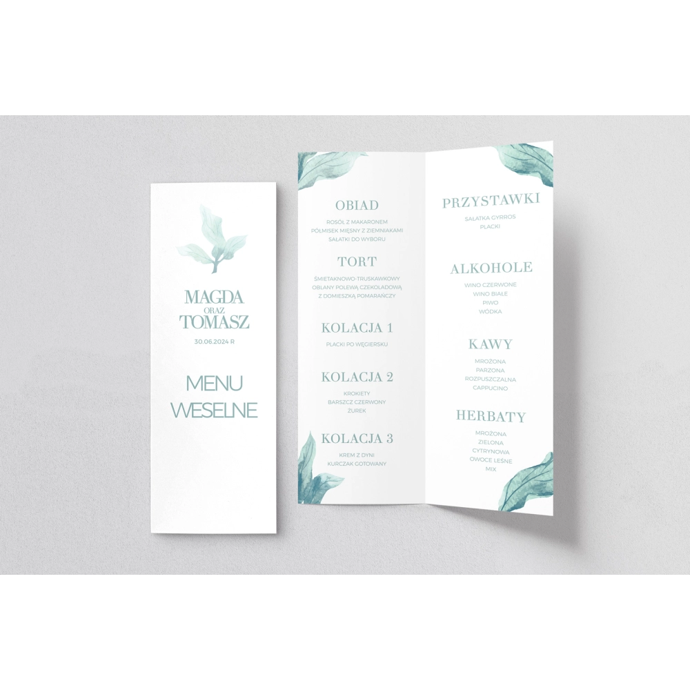 Menu Weselne Eukaliptus - Motyw 3