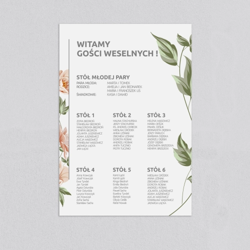 Plan stołów weselnych Lea - Motyw 3