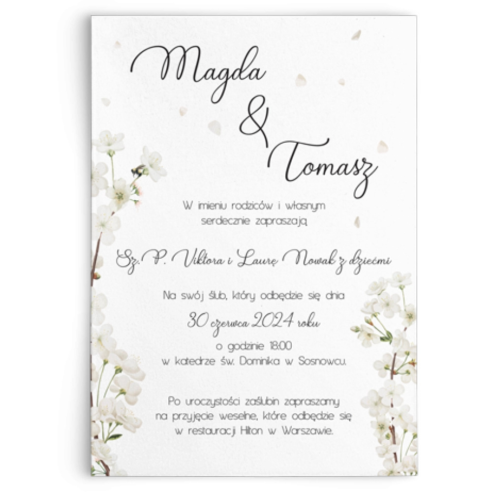Zaproszenia ślubne Biały Czas - Motyw 1