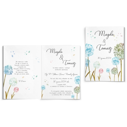 Zaproszenia ślubne Biały Czas - Składane Motyw 4