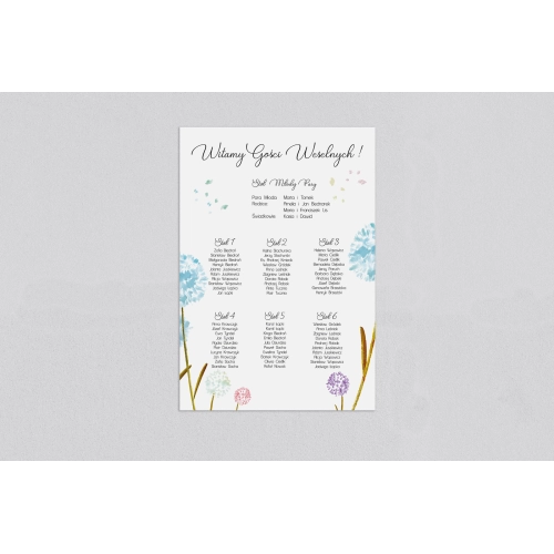 Plan stołów weselnych Biały Czas - Motyw 4