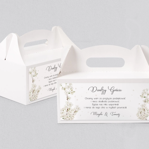 Pudełko na ciasto weselne Biały Czas - Motyw 1