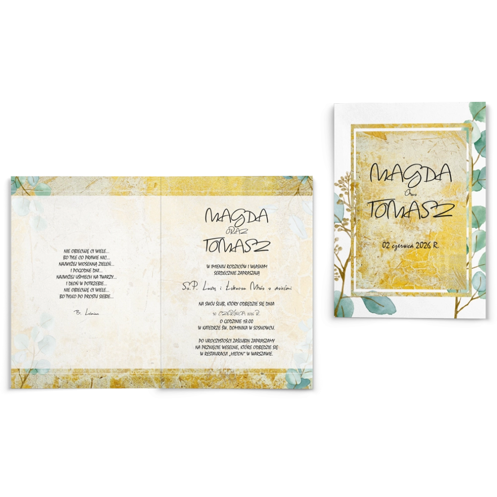 Zaproszenia ślubne Mgiełka - Składane Motyw 3