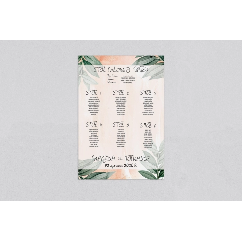 Plan stołów weselnych Mgiełka - Motyw 4