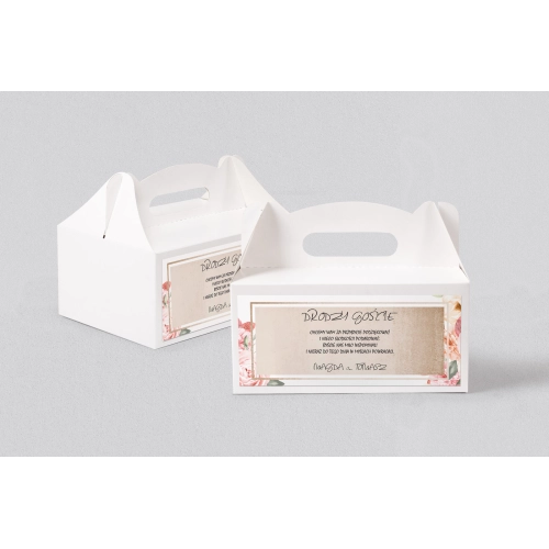 Pudełko na ciasto weselne Mgiełka - Motyw 2