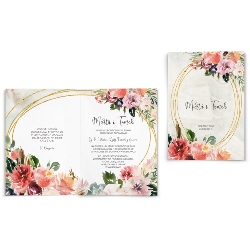 Zaproszenia ślubne Spring Love- Składane Motyw 2