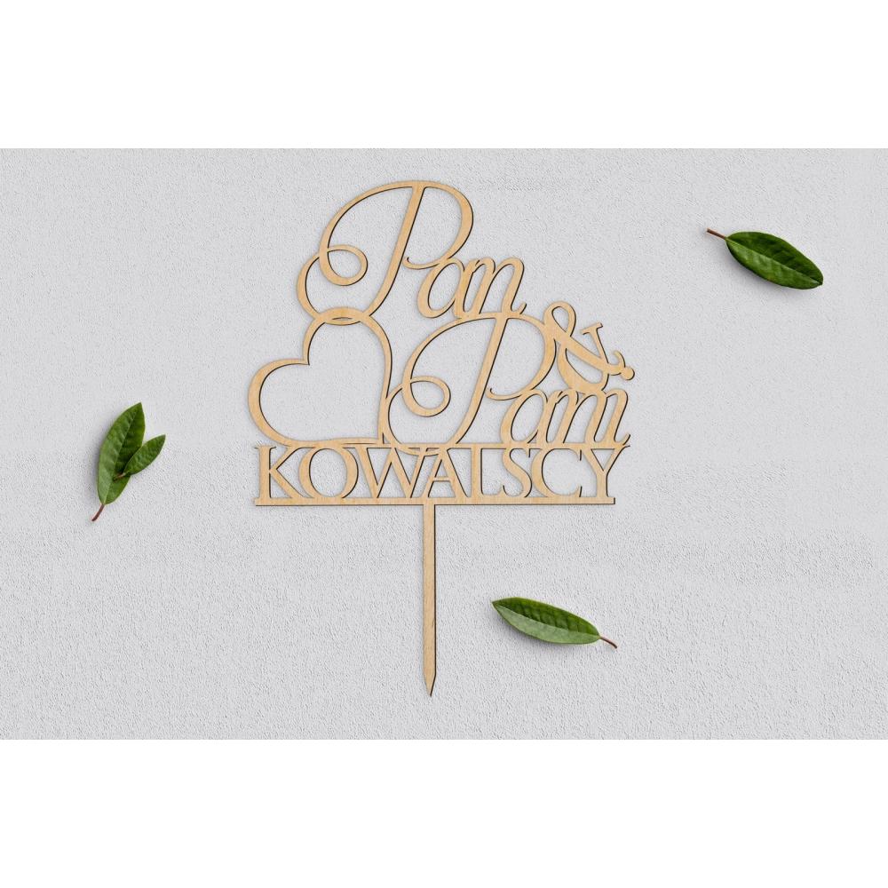 Topper na tort weselny Spersonalizowany - Wzór 1