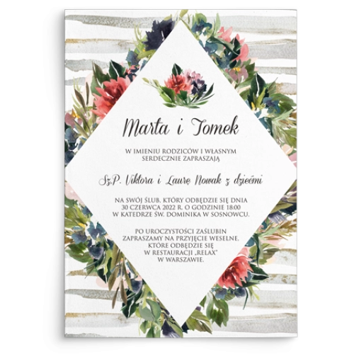 Zaproszenia ślubne Akwarelka - Motyw 3