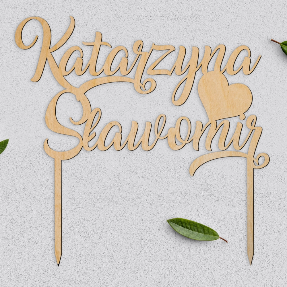 Topper na tort weselny Spersonalizowany - Wzór 2
