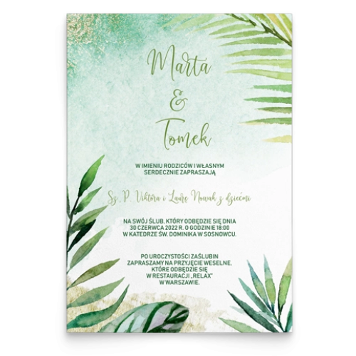 Zaproszenia ślubne Tropical - Motyw 4