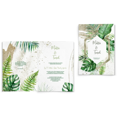 Zaproszenia ślubne Tropical- Składane Motyw 1