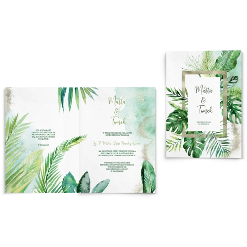 Zaproszenia ślubne Tropical- Składane Motyw 2