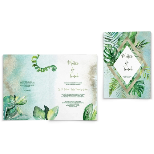 Zaproszenia ślubne Tropical- Składane Motyw 3