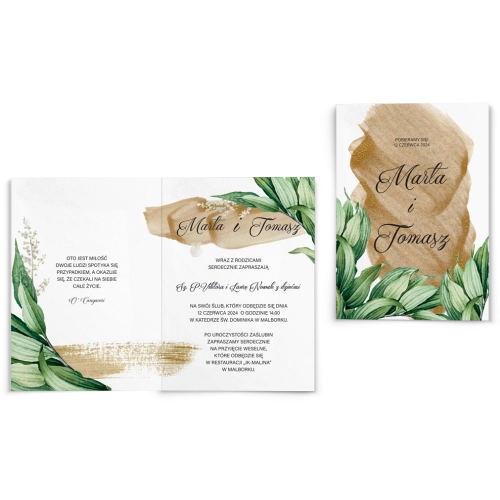 Zaproszenia ślubne Charlotte- Składane Motyw 1