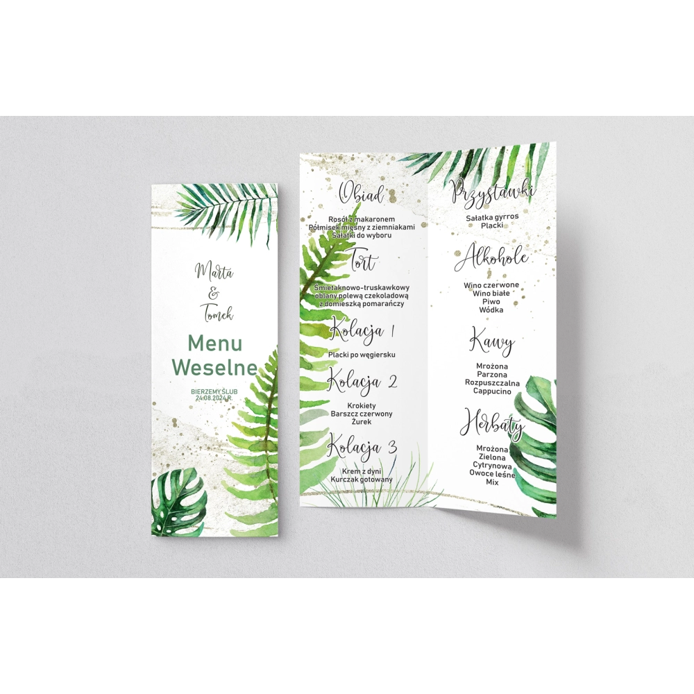 Menu Weselne Tropical - Motyw 1