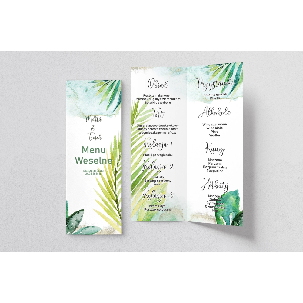 Menu Weselne Tropical - Motyw 2