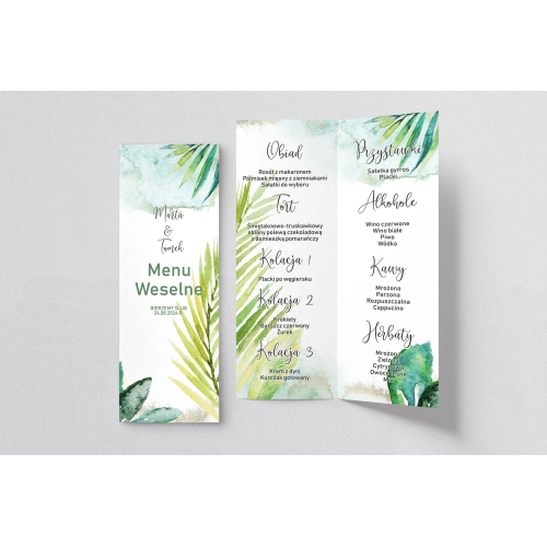 Menu Weselne Tropical - Motyw 2