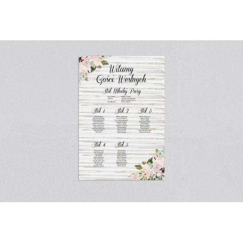 Plan stołów weselnych Akwarelka - Motyw 1