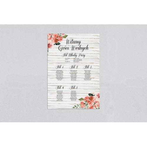 Plan stołów weselnych Akwarelka - Motyw 2