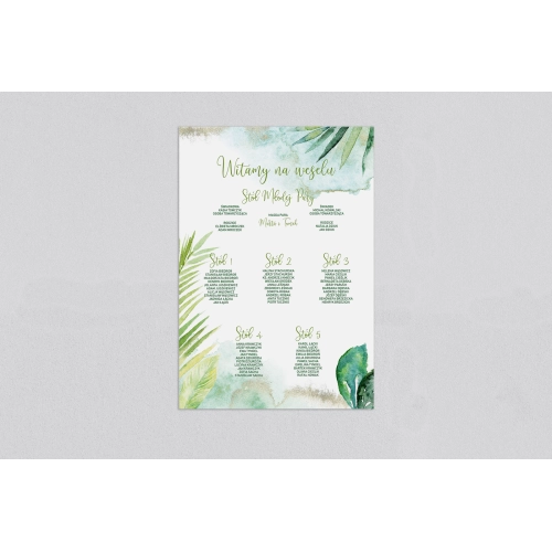 Plan stołów weselnych Tropical - Motyw 2