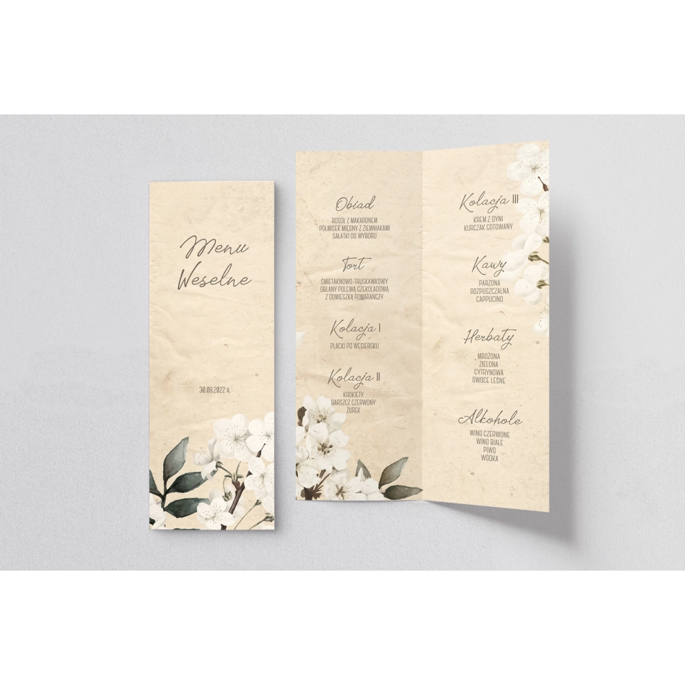 Menu Weselne Old Fashion - Motyw 3