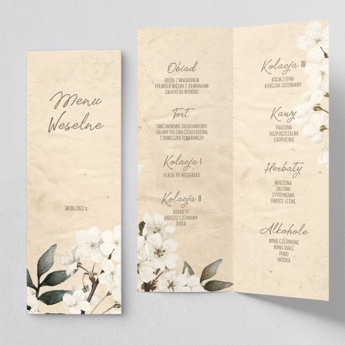 Menu Weselne Old Fashion - Motyw 3