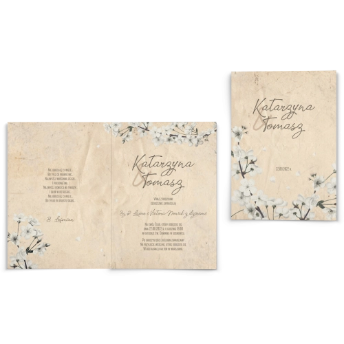 Zaproszenia ślubne Old Fashion - Składane Motyw 2